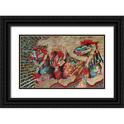 Arabian Stallions Black Ornate Wood Framed Art Print with Double Matting by Stevenson, Graeme