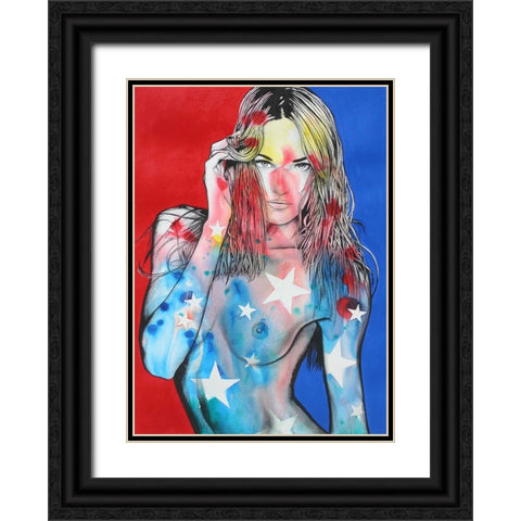 Stripes Black Ornate Wood Framed Art Print with Double Matting by Stevenson, Graeme