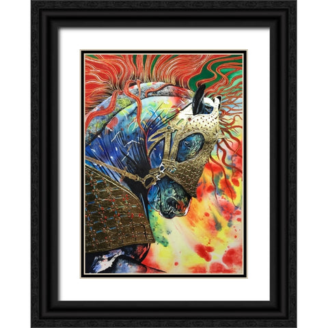 Fire of the Stallion Black Ornate Wood Framed Art Print with Double Matting by Stevenson, Graeme