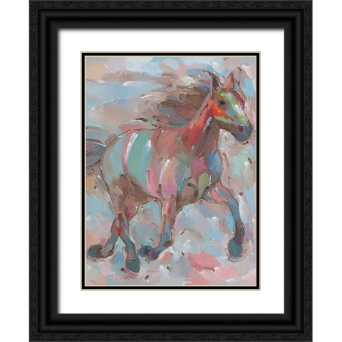 Happy Hooves Black Ornate Wood Framed Art Print with Double Matting by Khorasani, Hooshang
