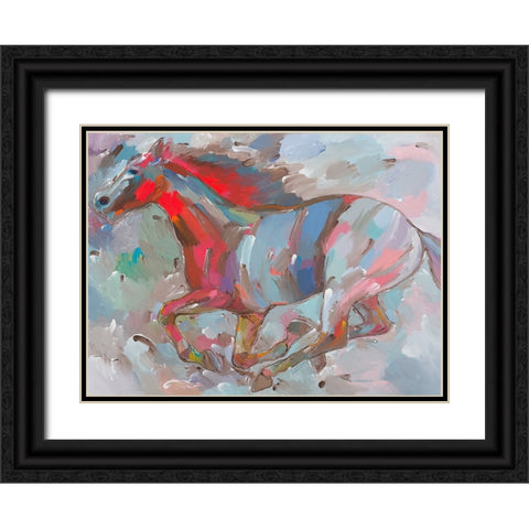 Fiery Runner Black Ornate Wood Framed Art Print with Double Matting by Khorasani, Hooshang