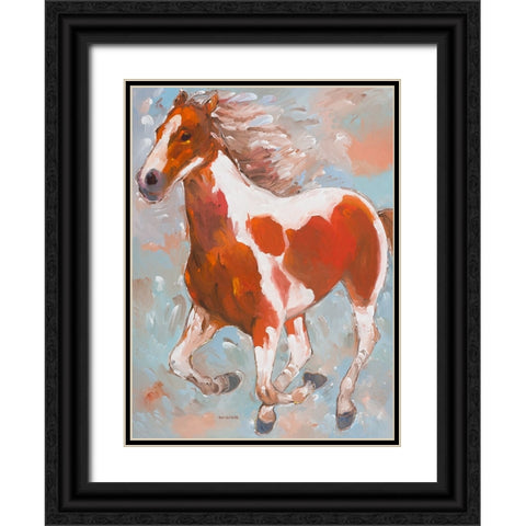 Painted Horse Black Ornate Wood Framed Art Print with Double Matting by Khorasani, Hooshang