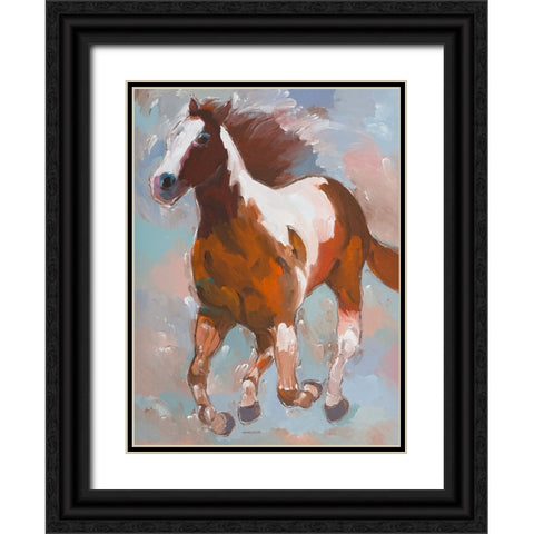 Painted Horse #2 Black Ornate Wood Framed Art Print with Double Matting by Khorasani, Hooshang