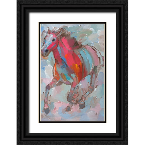 Red Runner Black Ornate Wood Framed Art Print with Double Matting by Khorasani, Hooshang