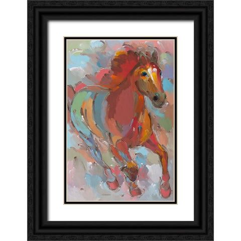Red-Hoofed Runner Black Ornate Wood Framed Art Print with Double Matting by Khorasani, Hooshang