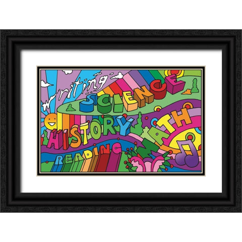 School Courses Black Ornate Wood Framed Art Print with Double Matting by Green, Howie