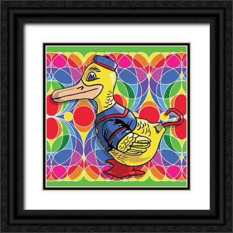 Hoppy Duck Toy Black Ornate Wood Framed Art Print with Double Matting by Green, Howie
