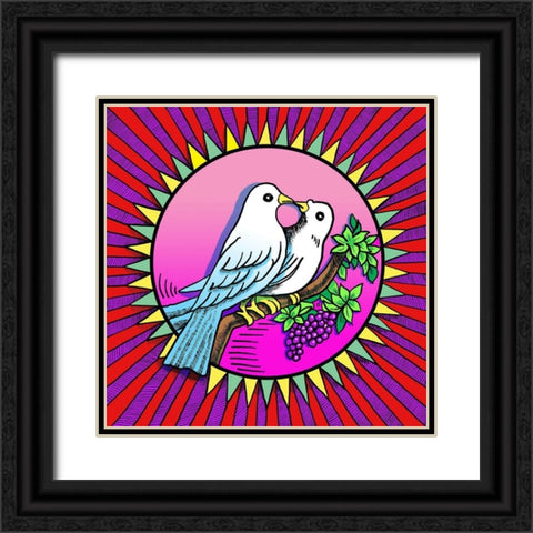 Love Birds Black Ornate Wood Framed Art Print with Double Matting by Green, Howie