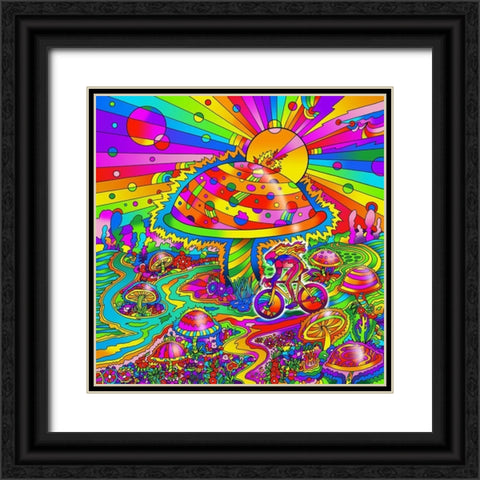 Mushroom Biker Landsdcape Black Ornate Wood Framed Art Print with Double Matting by Green, Howie