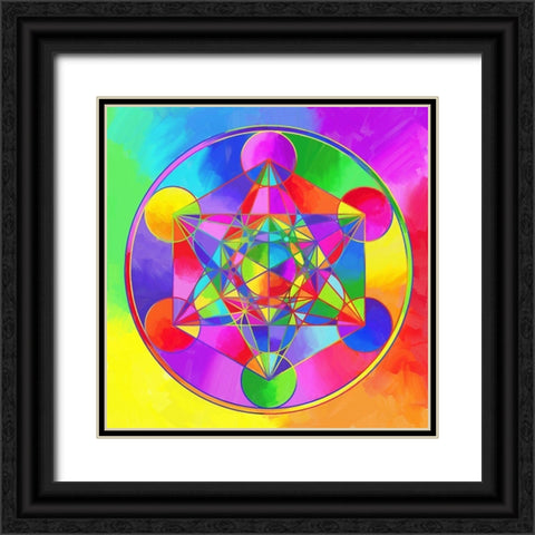 Sacred Geo Metarons Cube Black Ornate Wood Framed Art Print with Double Matting by Green, Howie