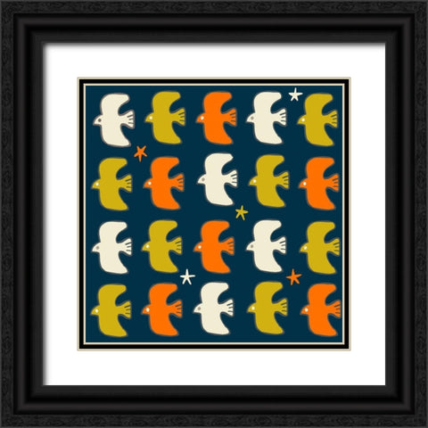 20-16 Native Bird Black Ornate Wood Framed Art Print with Double Matting by HUE and MI and Sangita