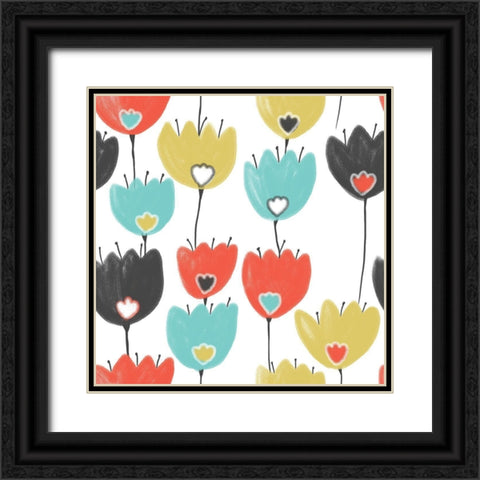 Chalky Flowers Black Ornate Wood Framed Art Print with Double Matting by HUE and MI and Sangita