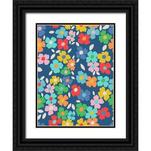 Flowers Black Ornate Wood Framed Art Print with Double Matting by HUE and MI and Sangita