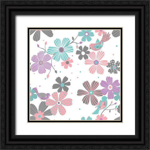 Flying Birds Black Ornate Wood Framed Art Print with Double Matting by HUE and MI and Sangita