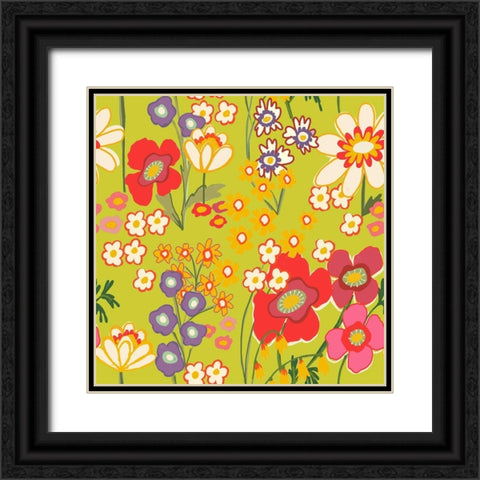 Forest Flowers Black Ornate Wood Framed Art Print with Double Matting by HUE and MI and Sangita