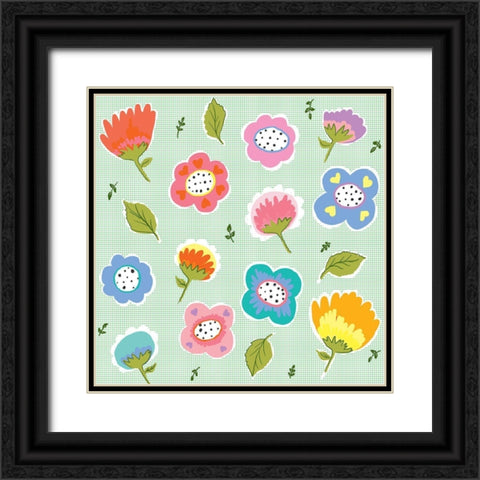Scattered Flowers Black Ornate Wood Framed Art Print with Double Matting by HUE and MI and Sangita