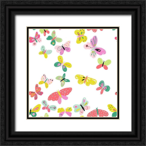 Spring Flutter Tile Black Ornate Wood Framed Art Print with Double Matting by HUE and MI and Sangita