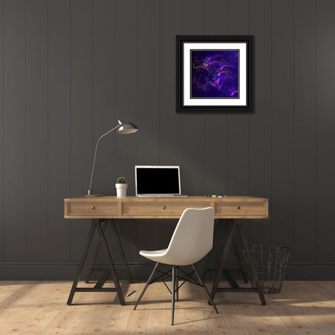 Galaxies Magenta Lights on Purple Black Ornate Wood Framed Art Print with Double Matting by Jenny Rainbow Fine Art