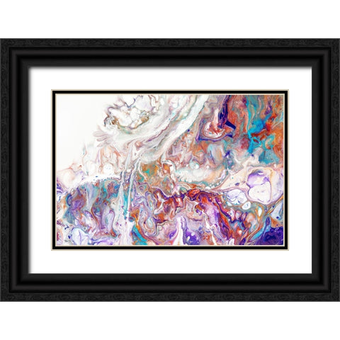 Fluid Acrylic Oriental Treasures Black Ornate Wood Framed Art Print with Double Matting by Jenny Rainbow Fine Art