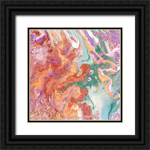 Fluid Acrylic Persian Spring Black Ornate Wood Framed Art Print with Double Matting by Jenny Rainbow Fine Art