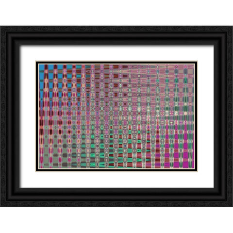 Geometric Abstract Black Ornate Wood Framed Art Print with Double Matting by Jenny Rainbow Fine Art