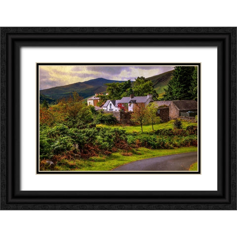 Lovely Homestead in Wicklow Black Ornate Wood Framed Art Print with Double Matting by Jenny Rainbow Fine Art