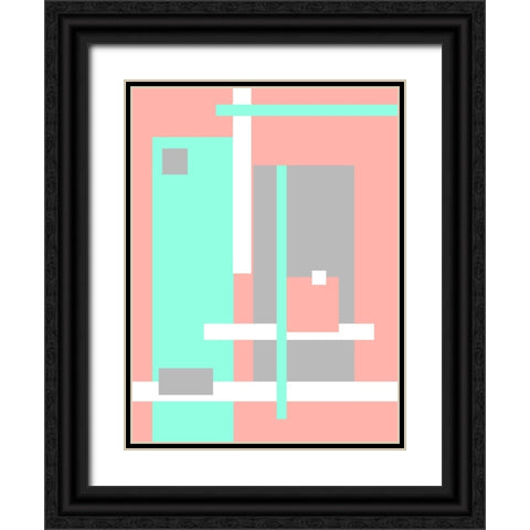 Digital Art Pastel Geometric Abstract Black Ornate Wood Framed Art Print with Double Matting by Jenny Rainbow Fine Art
