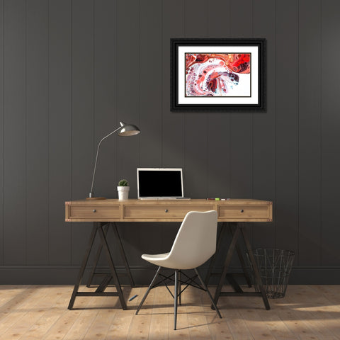 Fluid Acrylic Coral Reefs Black Ornate Wood Framed Art Print with Double Matting by Jenny Rainbow Fine Art