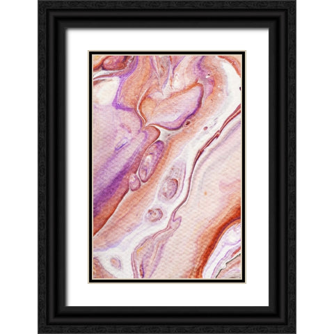 Fluid Acrylic Dazzling Bubbles 2 Black Ornate Wood Framed Art Print with Double Matting by Jenny Rainbow Fine Art