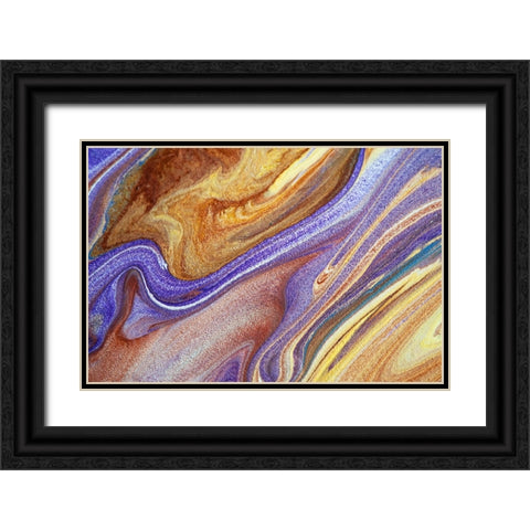 Fluid Acrylic Elusive Goal Black Ornate Wood Framed Art Print with Double Matting by Jenny Rainbow Fine Art