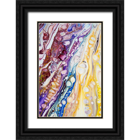 Fluid Acrylic Iridescent Reality 3 Black Ornate Wood Framed Art Print with Double Matting by Jenny Rainbow Fine Art