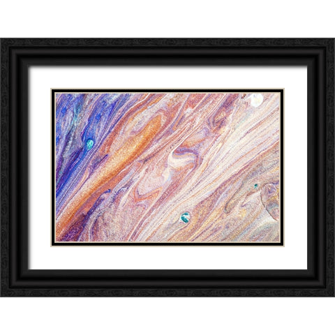Fluid Acrylic Living Essence Black Ornate Wood Framed Art Print with Double Matting by Jenny Rainbow Fine Art
