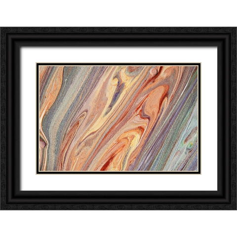 Fluid Acrylic Multicolored Flows Black Ornate Wood Framed Art Print with Double Matting by Jenny Rainbow Fine Art