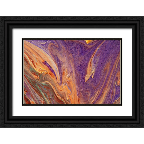 Fluid Acrylic Purple Vibrations Black Ornate Wood Framed Art Print with Double Matting by Jenny Rainbow Fine Art