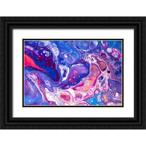 Fluid Acrylic Winter Delight 4 Black Ornate Wood Framed Art Print with Double Matting by Jenny Rainbow Fine Art