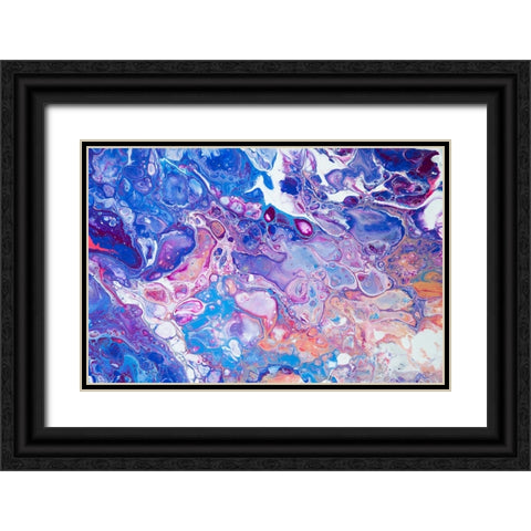Fluid Acrylic Winter Delight 5 Black Ornate Wood Framed Art Print with Double Matting by Jenny Rainbow Fine Art