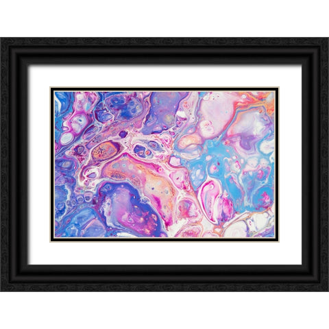 Fluid Acrylic Winter Delight 9 Black Ornate Wood Framed Art Print with Double Matting by Jenny Rainbow Fine Art