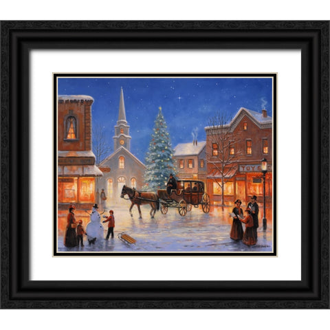 Christmas In Pleasantville Black Ornate Wood Framed Art Print with Double Matting by Zaccheo, John