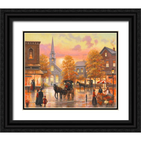 Autumnal Breeze In Pleasantville Black Ornate Wood Framed Art Print with Double Matting by Zaccheo, John