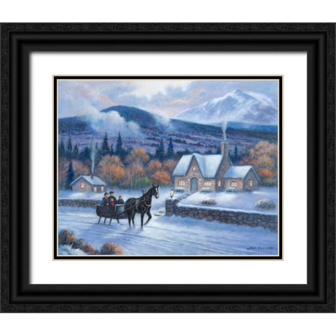 Sleighride Home Black Ornate Wood Framed Art Print with Double Matting by Zaccheo, John