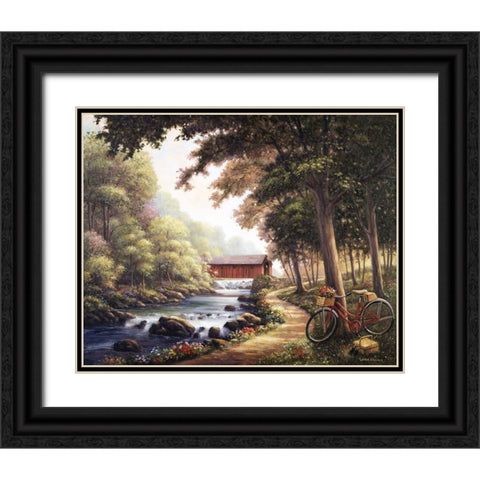 The Covered Bridge Black Ornate Wood Framed Art Print with Double Matting by Zaccheo, John