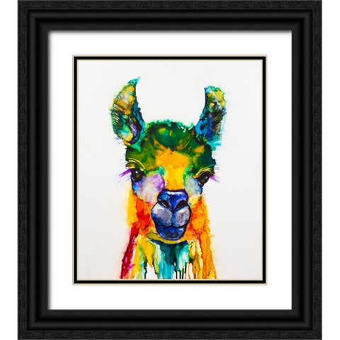 Llama-rama Black Ornate Wood Framed Art Print with Double Matting by Art by Leslie Franklin