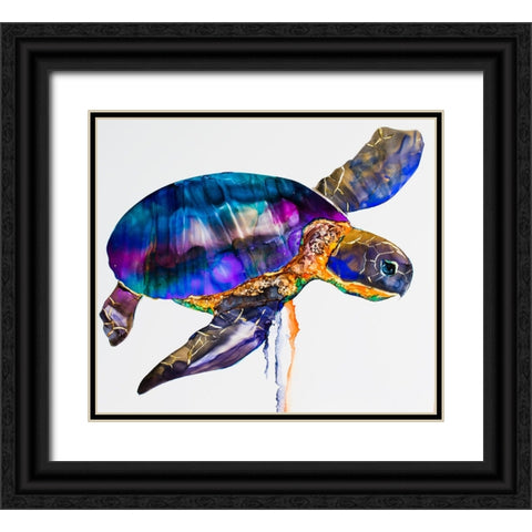 Sea turtle Black Ornate Wood Framed Art Print with Double Matting by Art by Leslie Franklin