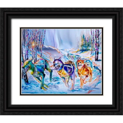 Paws in Motion Black Ornate Wood Framed Art Print with Double Matting by Art by Leslie Franklin
