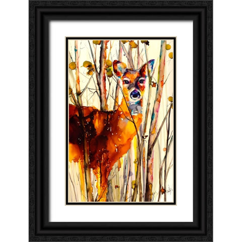 Oh Deer 2 Black Ornate Wood Framed Art Print with Double Matting by Art by Leslie Franklin