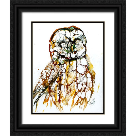 Cellular Series - Grey Owl Black Ornate Wood Framed Art Print with Double Matting by Art by Leslie Franklin