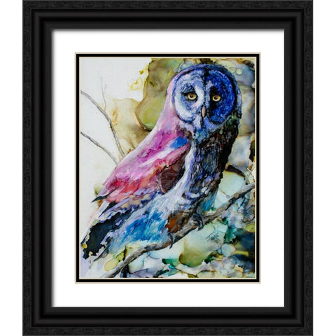 Im Owl Right Black Ornate Wood Framed Art Print with Double Matting by Art by Leslie Franklin