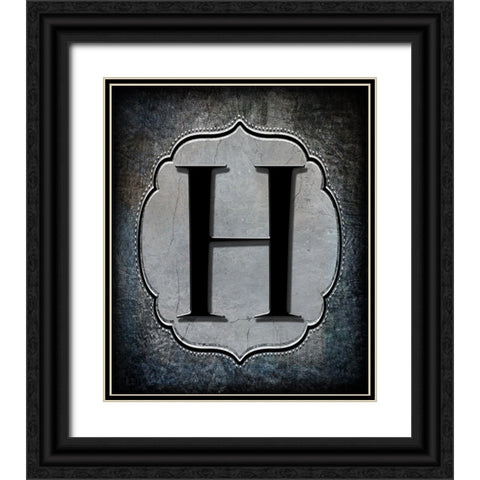 Letter H Black Ornate Wood Framed Art Print with Double Matting by LightBoxJournal