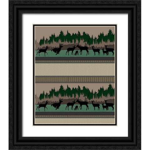 Deer_SurfacePattern V1 0 Black Ornate Wood Framed Art Print with Double Matting by LightBoxJournal