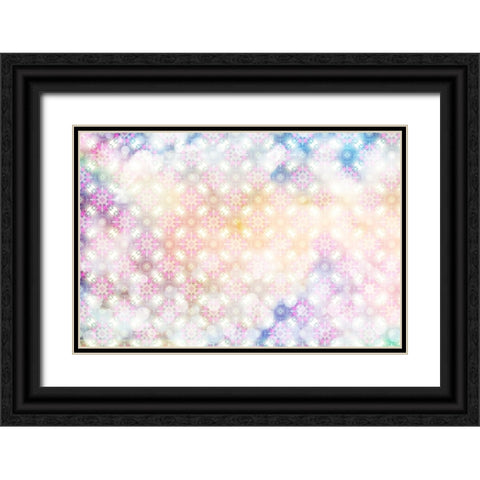 White Spring Blossoms Pattern 01 Black Ornate Wood Framed Art Print with Double Matting by LightBoxJournal